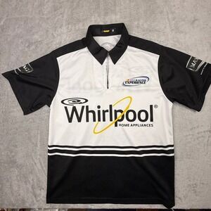 Mens Whirlpool Racing Experience Polo Shirt Black White Short Sleeve Size M